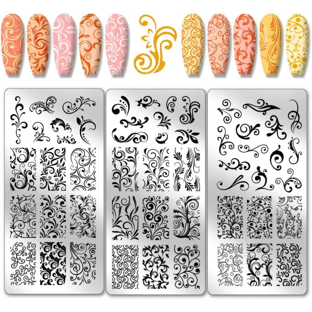 Nail Art Inspo - 3 قطعة نمط دوامة مسمار الفن