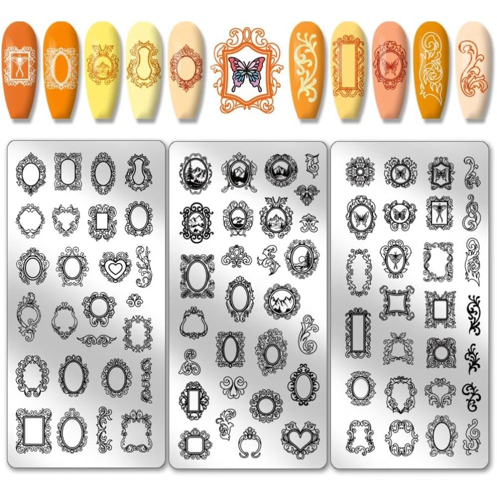 Nail Art Inspo - 3 قطع منقوشات أظافر بتصميمات عتيقة
