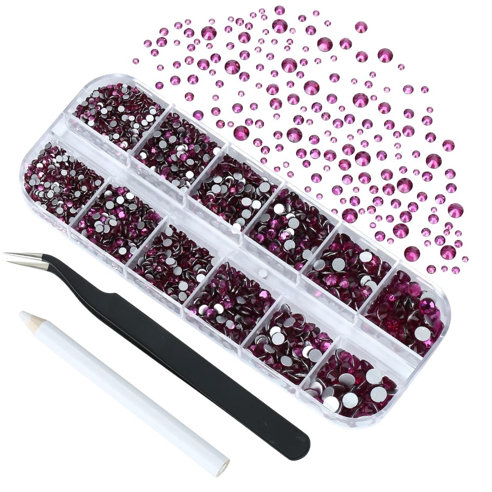 أحجار الراين الزجاجية المسطحة  - مراجعة Nail Art Fuchsia وسعره