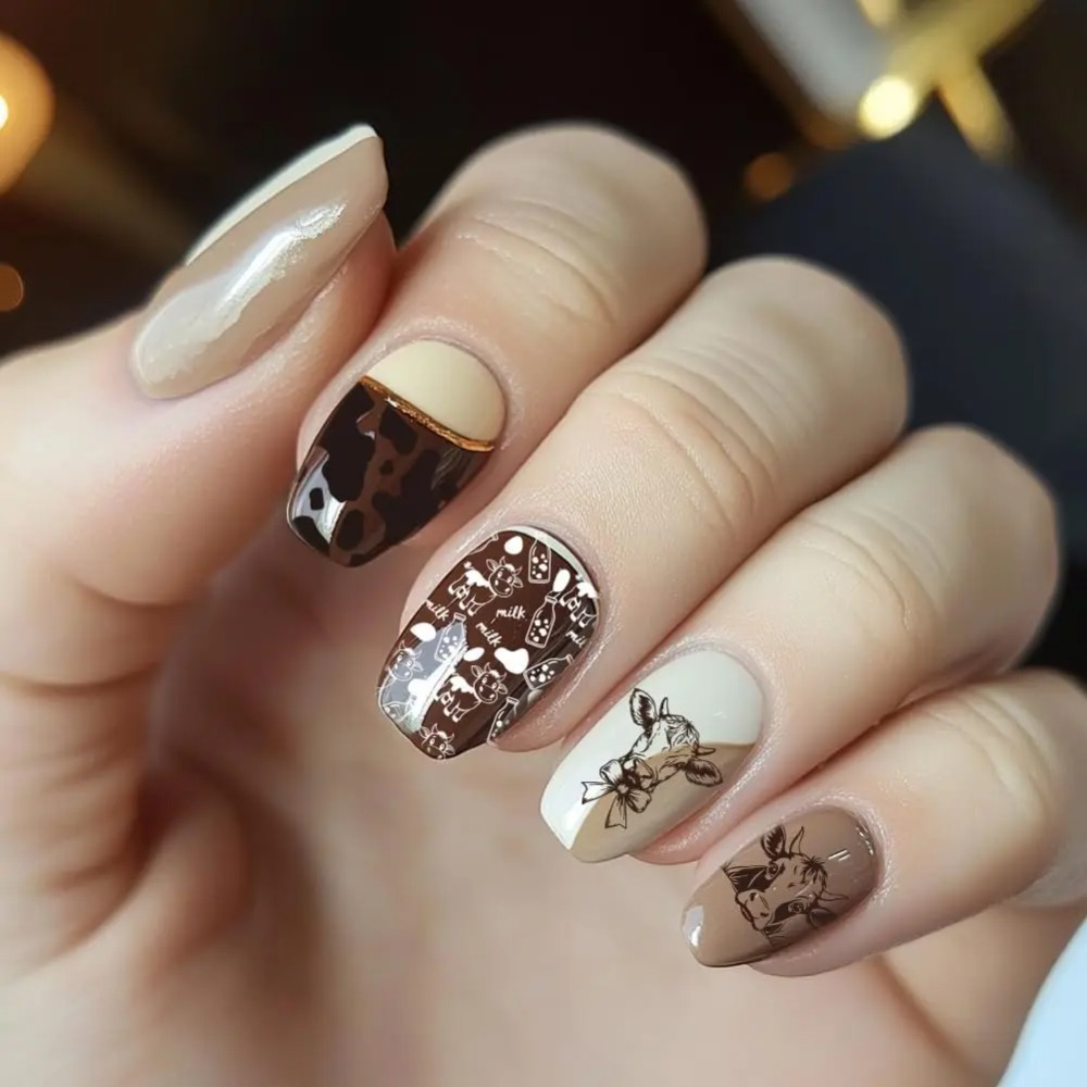 3 قطعة موضوع البقرة مسمار ختم  - مراجعة Nail Art Inspo وسعره